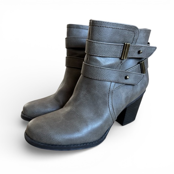 New Naturalizer Ankle Boots Block Heel Faux Leather Side Zip Gray Streetwear 7 - Picture 5 of 11